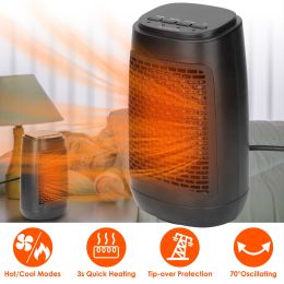 1500W 70Â° Oscillating Portable Electric Space Heater Personal Fan w/ Tip Over and Overheat Protection Ceramic Heater