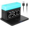 3 in 1 Wireless Charger Fast Charging Station Dock with Alarm Clock and Dimmable Colorful Night Light Fit for iPhone 14/13/12/11/Pro Max/iWatch/AirPod