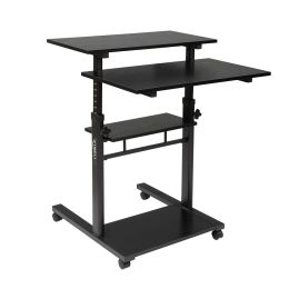 Standing Lifting Computer Table Single Tube Lifting Black [70*70*65.5CM]