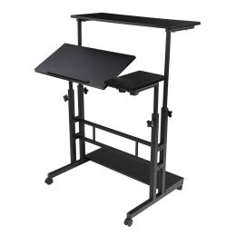 Standing Lifting Computer Desk Double Tube Lifting Larger Black[80*54*70CM]