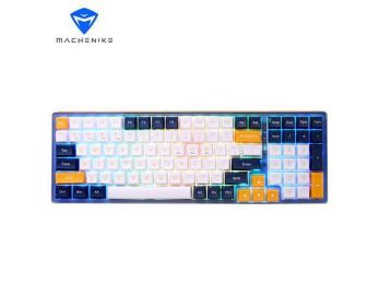 MACHENIKE K600 Gaming Keyboard; Tri-mode Hot Swappable Wireless Keyboard; PBT-FSA Cap;  RGB Music Rhythm;  4000mah Battery; Prussian Blue 100 Keys LCE