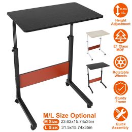 31.5x15.74x35in Mobile Laptop Desk Height Adjustable Rolling Wheels 88LBS Load Standing Table