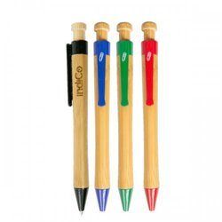 4 Pk Eco Retractable Bamboo Ballpoint Pen Black/blue/red/gre (pack of 12)