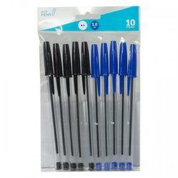 Ballpoint Stick Pens, Black/blue (10pk) (pack of 25)