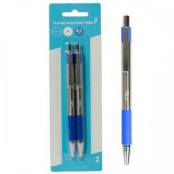 Retractable Classic Ballpoint Pens, Blue (2pk) (pack of 24)