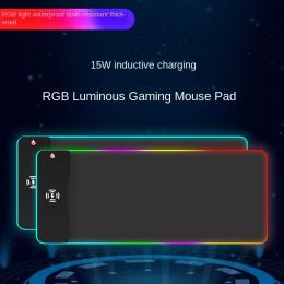 New RGB luminous wireless rechargeable mouse pad Large LED colorful game table pad Office anti-skid keyboard pad