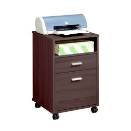 Mobile Storage File Cabinet, Dark Brown