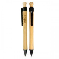 Eco Retractable Bamboo Ballpoint Pen, Black (2pk) (pack of 24)