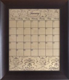 Dry Erase Calendar Board Framed Brown Large Mocha