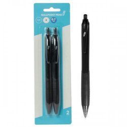 Retractable 0.7mm Ballpoint Pens, Black (2pk) (pack of 24)