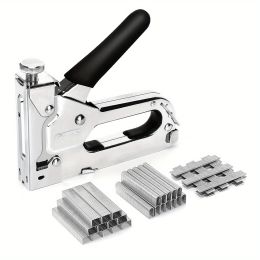 1pc, 3 In 1 Heavy Duty Staple Gun Kit With 300 Staples, Upholstery Stapler For Fixing Material, Decoration, Carpentry, Furniture, Doors And Windows