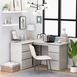 Corner Desk Concrete Gray 57.1"x39.4"x29.9" Engineered Wood