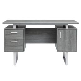 Techni Mobili Modern Office Desk with Storage; Grey