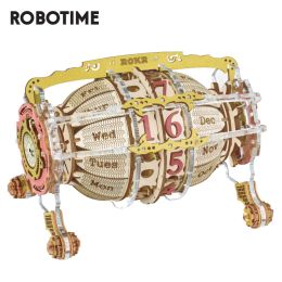 Robotime ROKR Time Engine Calendar 3d Wooden Puzzle Model Toys for Children Kids LC801