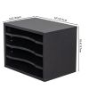 Desk File Sorter Organizer, Document Letter Mail Tray Sorter with 4 Adjustable Shelves Home Office, Black RT