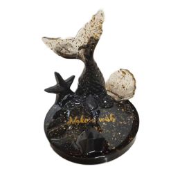 Black Ocean Style Fishtail Mobile Phone Stand Handmade Epoxy Mermaid Desktop Ornament Cell Phone Holder Support