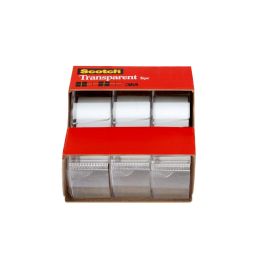 Scotch Transparent Tape, 3/4 in x 300 in, 3 Dispensers