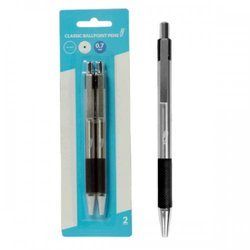 Retractable Classic Ballpoint Pens, Black (2pk) (pack of 24)