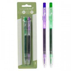 Eco Retractable Gel Pen, Green/purple (2pk) (pack of 24)