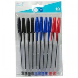 Ballpoint Stick Pens, Black/blue/red (10pk) (pack of 25)