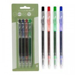 Eco Retractable Gel Pen, Black/blue/red/green (4pk) (pack of 24)