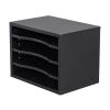 Desk File Sorter Organizer, Document Letter Mail Tray Sorter with 4 Adjustable Shelves Home Office, Black RT