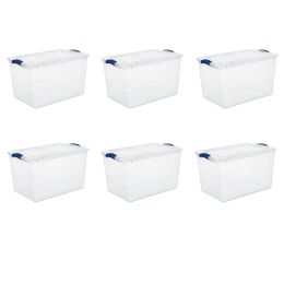 66 Quart. Latch Box Plastic;  Stadium Blue;  Set of 6