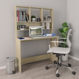 Desk with Shelves Sonoma Oak 43.3"x17.7"x61.8" Engineered Wood