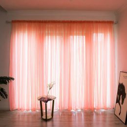 Simple And Modern Balcony Solid Color Gauze Curtain (Option: Orange-1.5x2.7Hook)