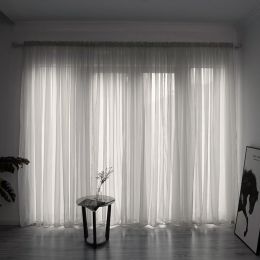 Simple And Modern Balcony Solid Color Gauze Curtain (Option: Silver-3x2.7Hook)