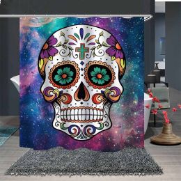 Skull Digital Print Shower Curtain (Option: 1color-180x180cm)