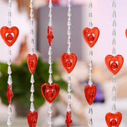 Household Plastic Crystal Acrylic Door Chain Decoration (Option: Transparent red-100x90)