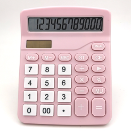 Cute and Functional Solar-Powered 12-Digit Scientific Calculator for Your Office Desk (Color: pink)