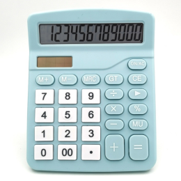 Cute and Functional Solar-Powered 12-Digit Scientific Calculator for Your Office Desk (Color: Blue)