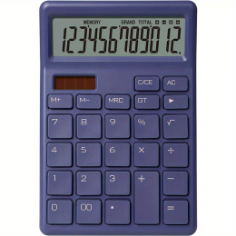 12-Digit Display Accounting Office Supplies Soundless Solar Students For College Finance Class Portable Dual Power Commercial Calculator (Color: Dark Blue)