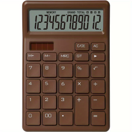 12-Digit Display Accounting Office Supplies Soundless Solar Students For College Finance Class Portable Dual Power Commercial Calculator (Color: Chocolate)