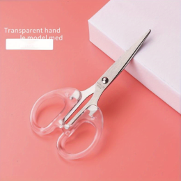 Stainless Steel Office Scissors Teflon Anti-Rust Anti-Stick Scissors Glue Paper Scissors Fabric Window Flower Do Handmade Transparent Scissors (size: transparent medium)