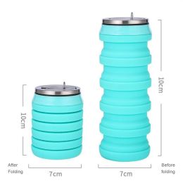 480ml Foldable Silicone Water Cup Creative Protable Travel Cycling Running Water Bottle Folding Outdoor Sports Kettle Drinkware (Capacity: 480ml, Color: 003)