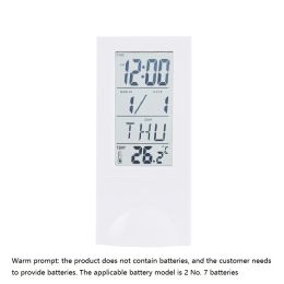 1pc Electronic Clock Simple Portable Display Temperature Desktop Computer Office Hour Clock (Battery Not Included) (Color: White (without Battery)