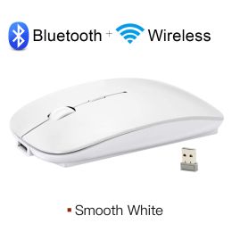 Wireless Mouse Bluetooth Rechargeable Mouse Wireless Computer Silent Mause Ergonomic Mini Mouse USB Optical Mice For PC laptop (Ships From: China, Color: Bluetooth white)