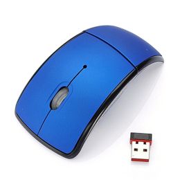 NEW 2.4G Wireless Mouse Foldable USB Receiver Folding Optical Mouse/Mice Wireless Computer For PC Laptop Win7/8/10/XP/Vista (Color: Blue)