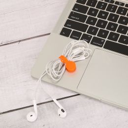 4Packs Magnetic Cable Clips Magnet Earphone Wrap Cord Organizer Holder Soft Silicone for Headphones USB Cable Bookmark Ties (Color: Orange)