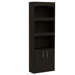 Durango Bookcase; Three Shelves; Double Door Cabinet (Color: black)