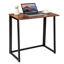 Mini Fortable Bed Room Computer Desk Study Writing Workstation (Color: Brown)