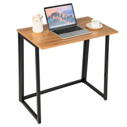 Mini Fortable Bed Room Computer Desk Study Writing Workstation (Color: Walnut)