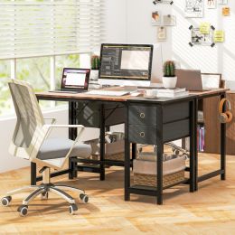 48/55-Inch Home Office Desk with 2 Drawers Hanging Hook (size: S)