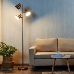 64" 3-Light LED Floor Lamp Reading Light for Living Room Bedroom (Color: Golden)