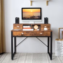 Old Wood Table with Two Small Drawers and Two Large Drawers ,Computer Desk  Used For Study Desk XH (size: 106*54*90cm)