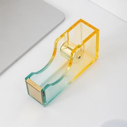 Heavy-Duty Acrylic Pink Tape Dispenser - Non-Skid Desk Tape Holder For Gift Wrapping & Office Supplies (Color: Blue-yellow Fading)