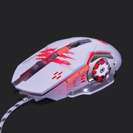 Professional gamer Gaming Mouse 8D 3200DPI Adjustable Wired Optical LED Computer Mice USB Cable Mouse for laptop PC (Ships From: China, Color: MMR4 white)